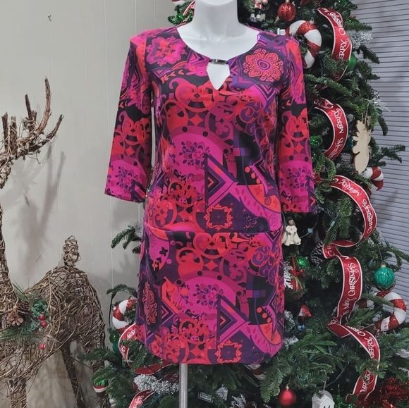 Jax Women's Sz 12 Retro Mod Dress Purple Paisley with Pockets - Picture 9 of 9
